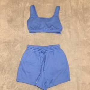 Blue Matching Set – Sports Bra & Shorts